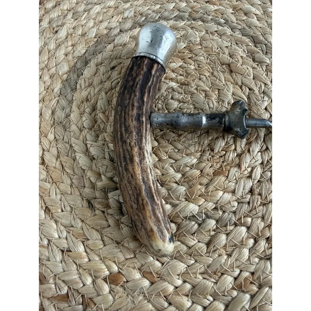 Antique sterling silver and stag horn antler corkscrew‎